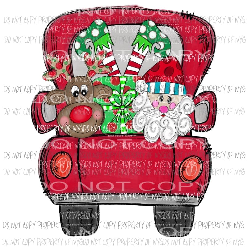Christmas Truck Blank santa elf reindeer Sublimation transfers Heat Transfer