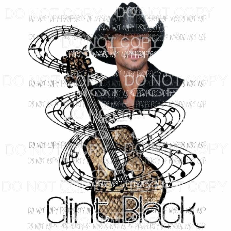 Clint Black Guitar Sublimation transfers Heat Transfer