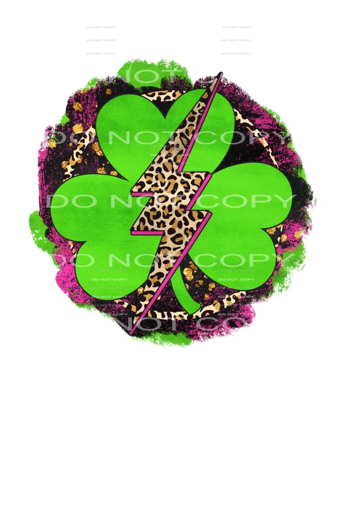 Clover Lightning Bolt Leopard Pink St Patricks Day #2488