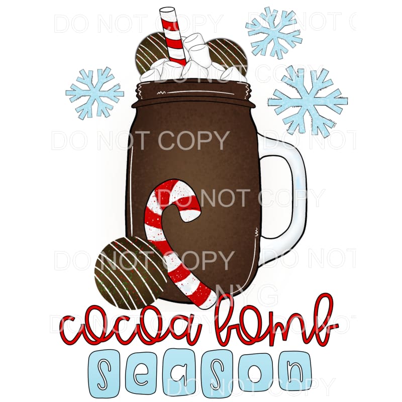 Cocoa Bomb Season Chocolate Mason Jar Candy Cane Blue