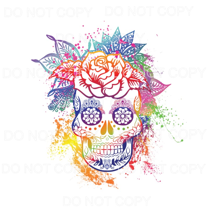 Colorful Sugar Skull Flower Paint Splatter #794 Sublimation