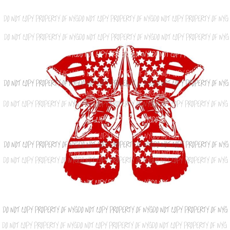 Combat boots red white stars stripes military Sublimation transfers Heat Transfer