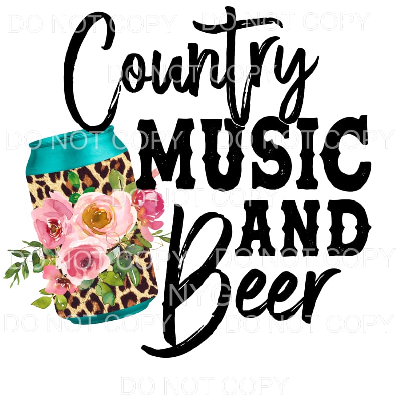 Country Music And Beer Leopard Pink Flowers Sublimation