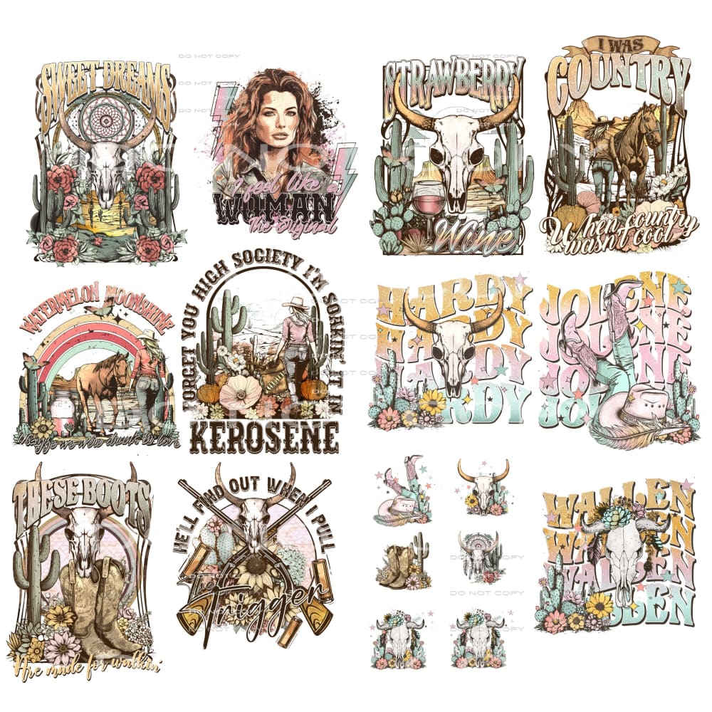 COUNTRY WESTERN BUNDLE # 55 plus pockets Sublimation