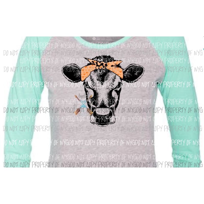Cow #1 Sublimation transfer peach hearts 10 x 9 Heat Transfer
