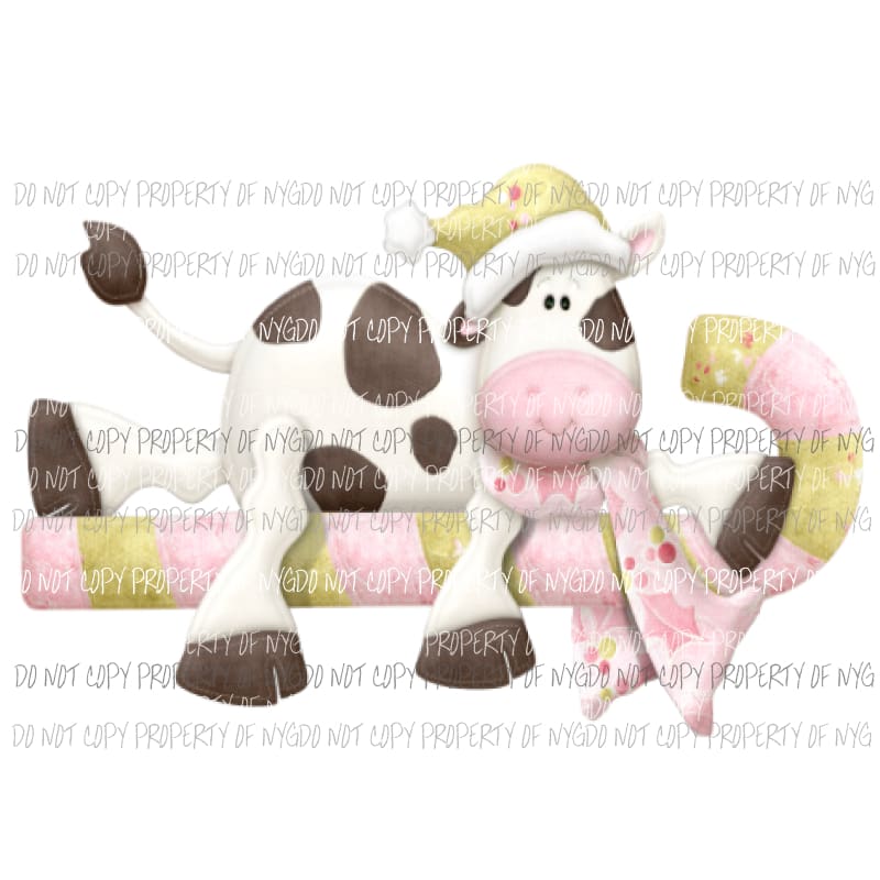 Cow Xmas 4 Sublimation transfers Heat Transfer