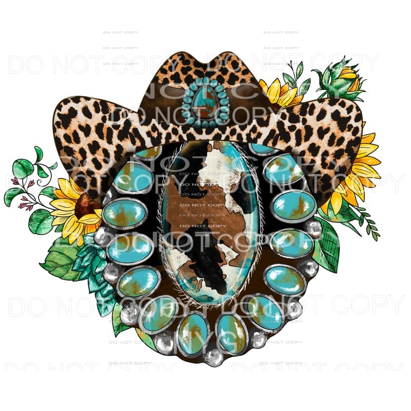 cowboy hat turquoise gems cowhide # 9004 Sublimation