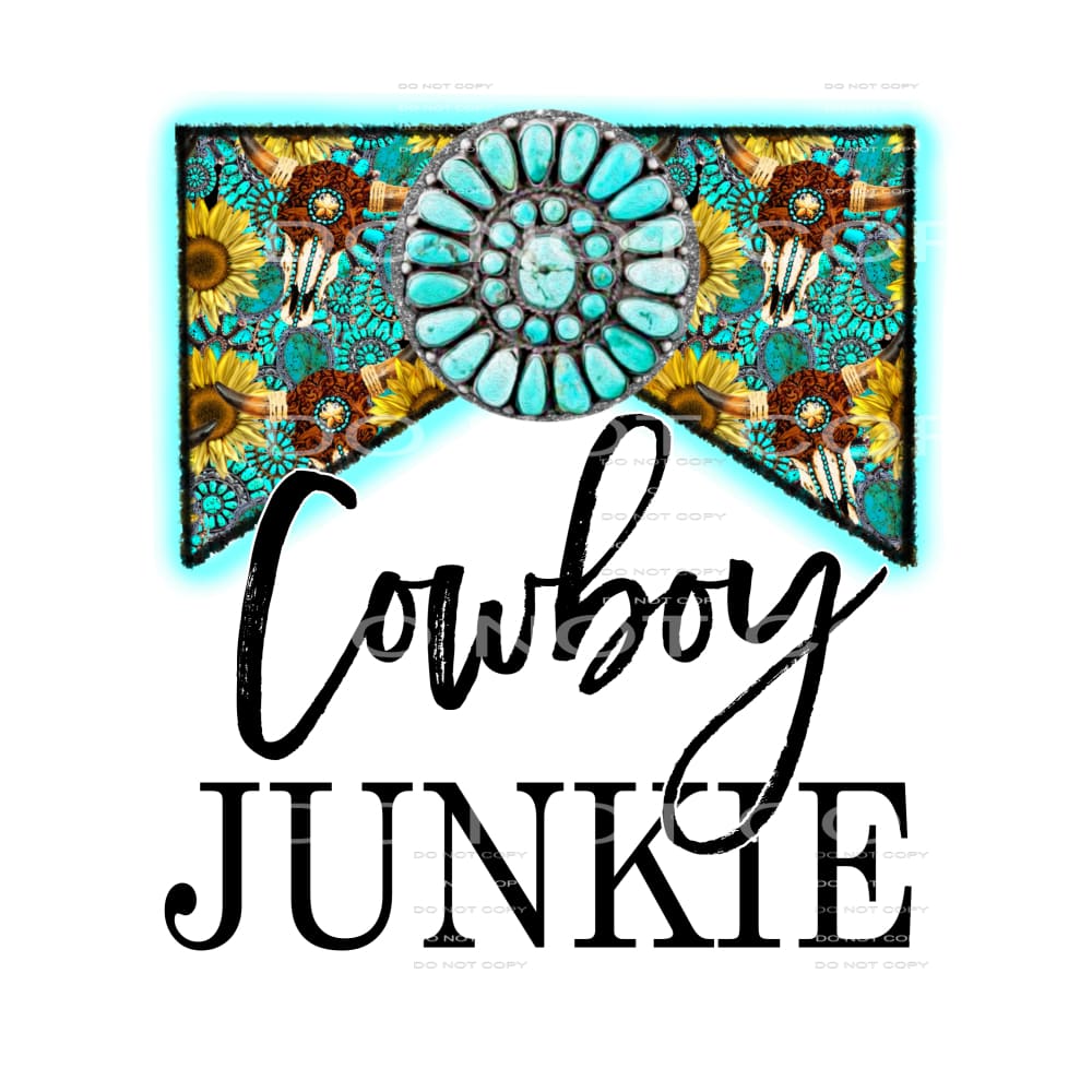 Cowboy Junkie Turquoise Sunflowers Bull Skull #2412