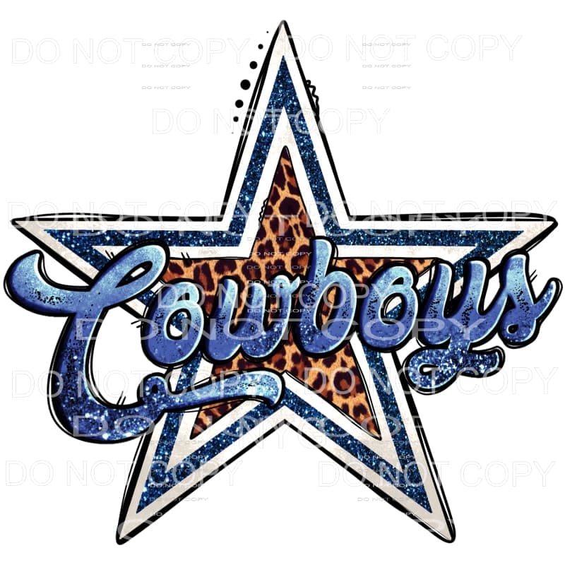 Cowboys Dallas Football Star Blue Glitter Leopard #798