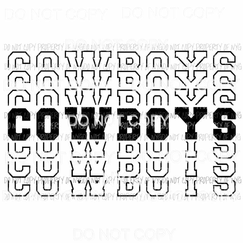 Cowboys mirrored stacked Sublimation transfers Heat Transfer