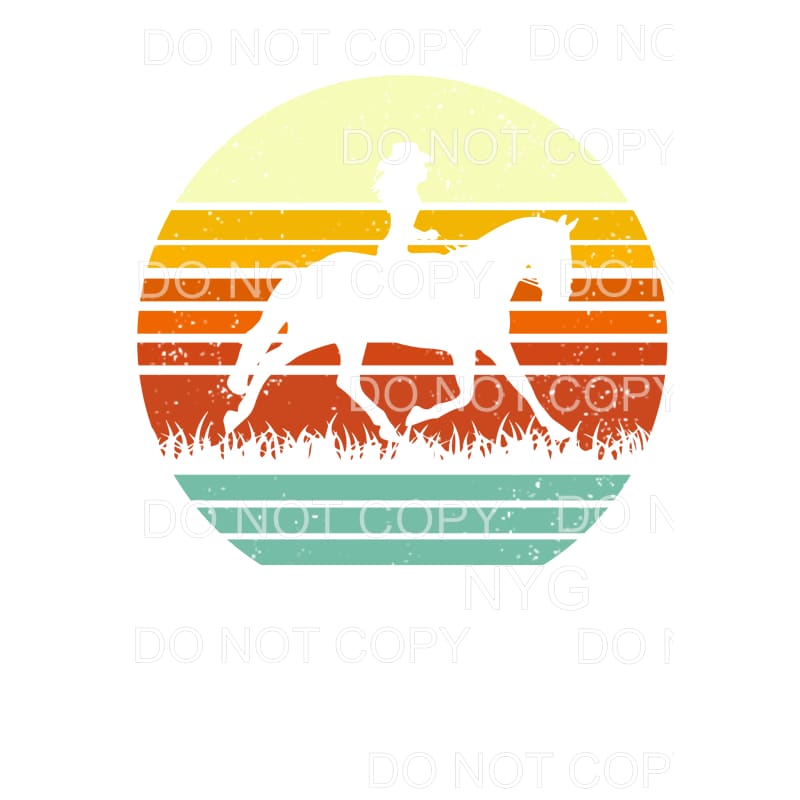 Cowgirl Horse Retro Sunset Colors Circle Sublimation