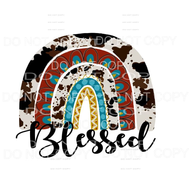 Cowhide Rainbow Blessed Sublimation transfers - Heat