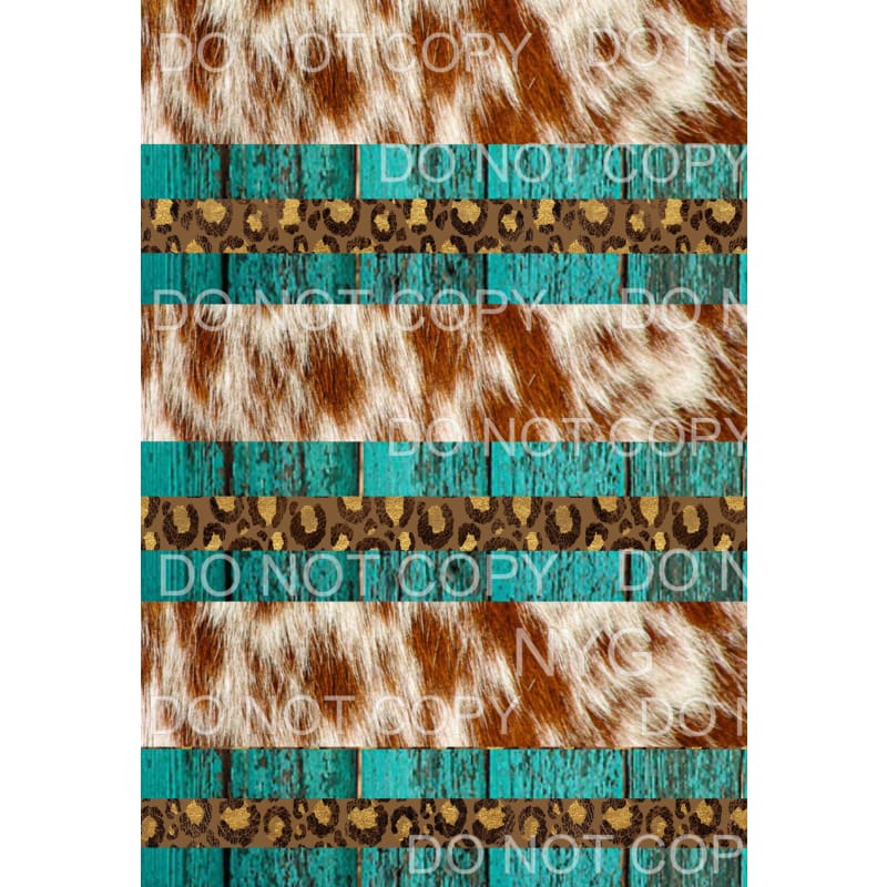 Cowhide Turquoise Wood Leopard Sheet Sublimation transfers -