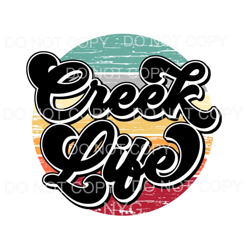 Creek Life Retro Distressed Wood Circle Sublimation