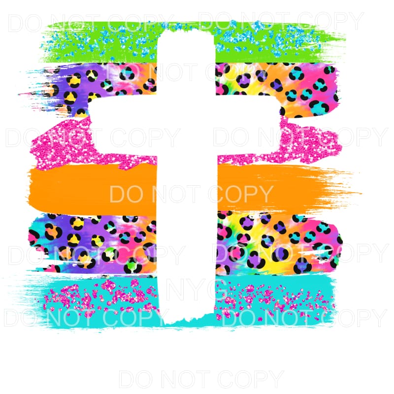 Cross Bright Color Leopard Tie Dye Pink Glitter Brush