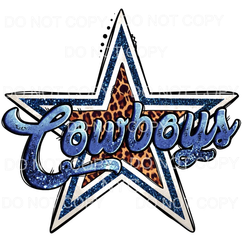 Dallas Cowboys Logo Blue Glitter Leopard Football #1346