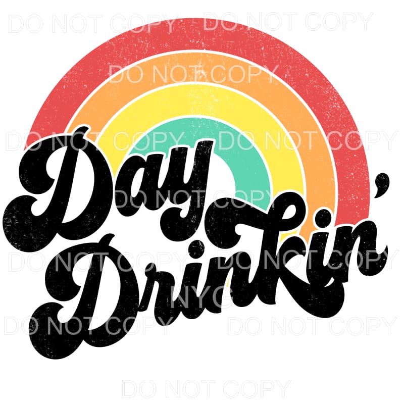 Day Drinkin Rainbow Retro Sublimation transfers - Heat