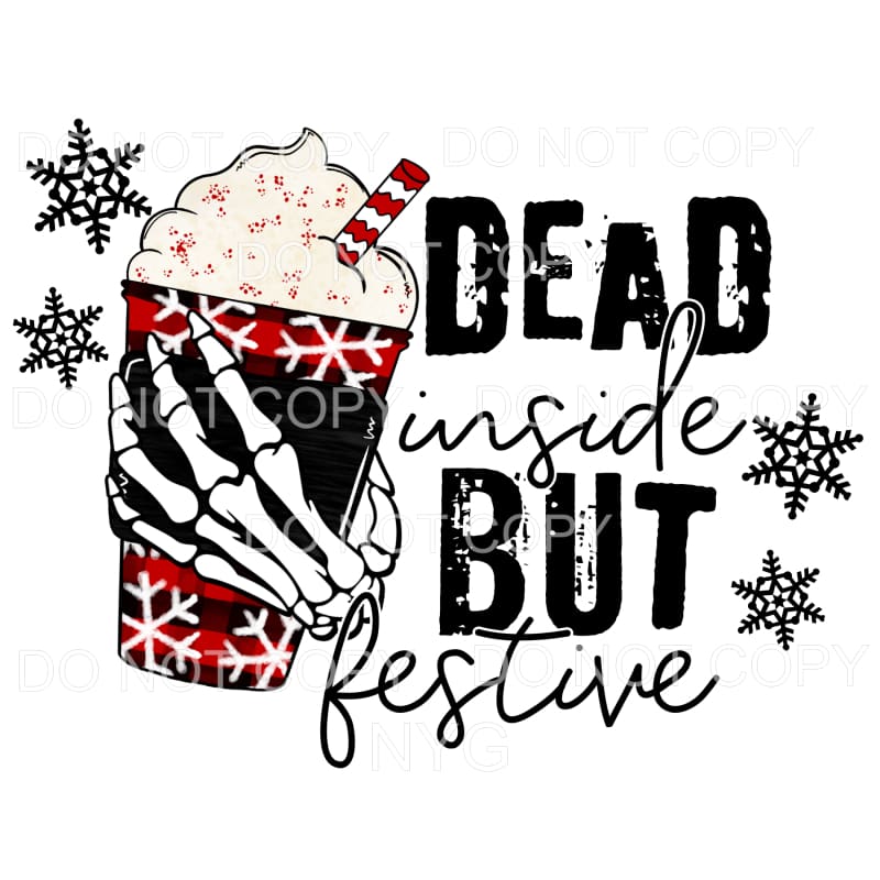 Dead Inside But Festive Skeleton Hand Red Plaid Coffee Cup