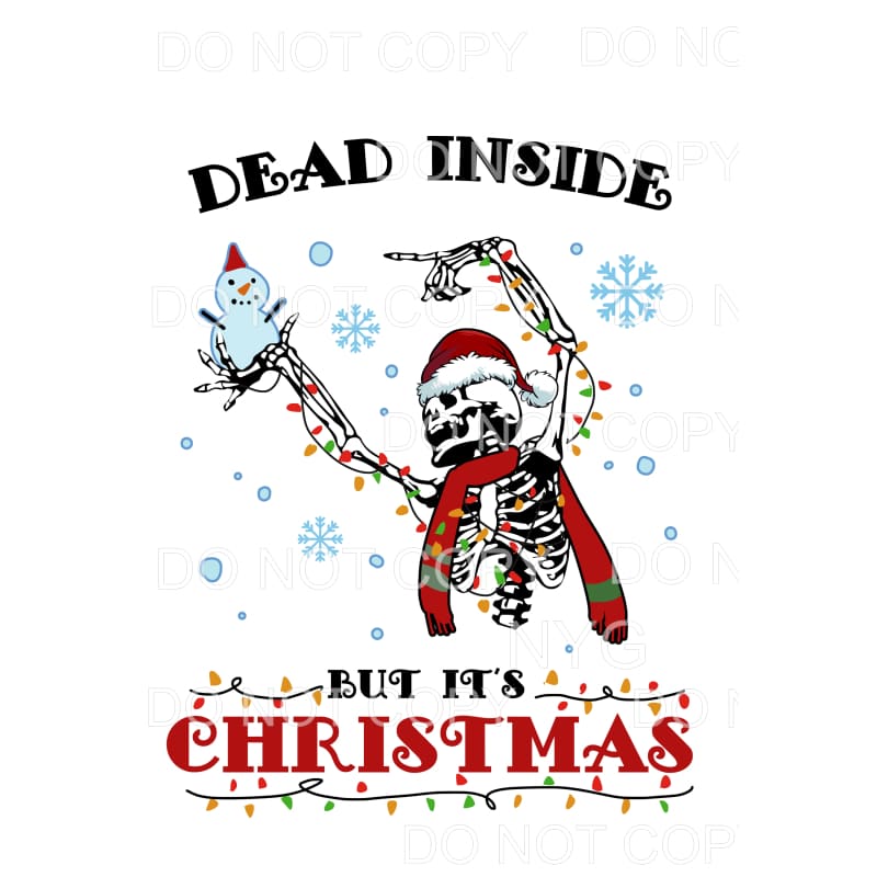 Dead Inside But It’s Christmas Skeleton Lights Santa Hat