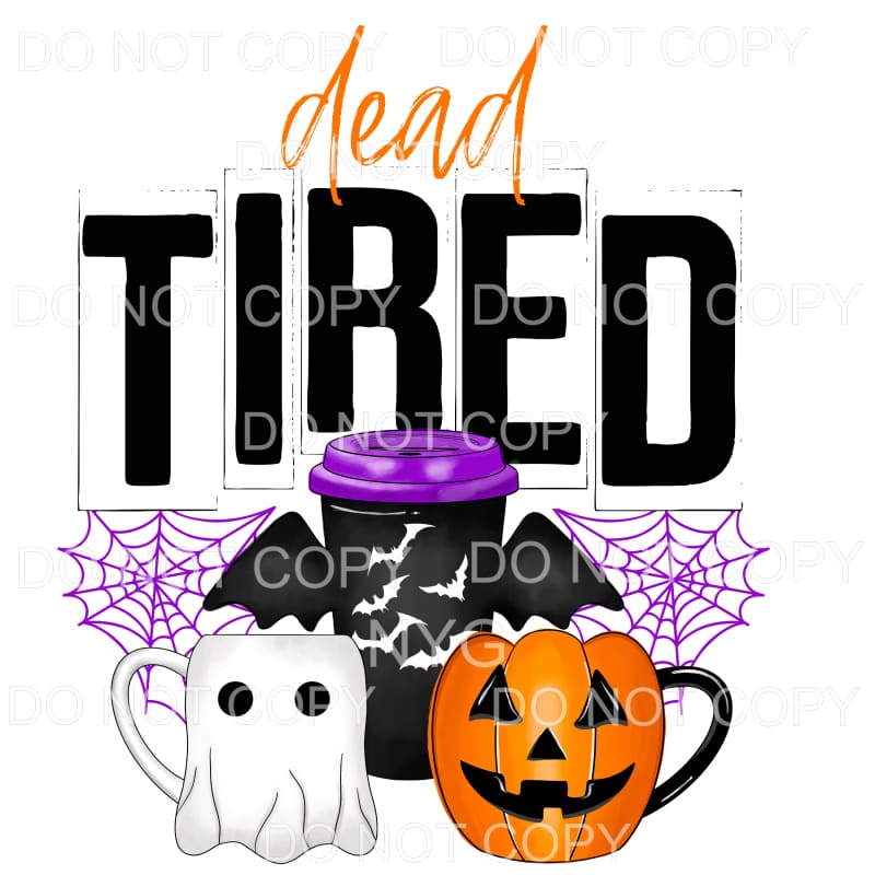 Dead Tired Ghost Pumpkin Mugs Spider Web Black Bat Coffee