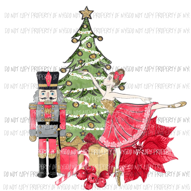 Decorated Christmas Tree Nutcracker Ballerina Sublimation transfers Heat Transfer