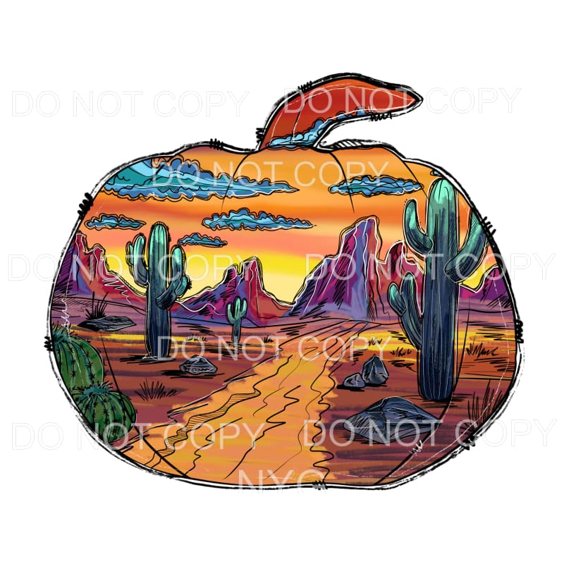 Desert Scene Pumpkin Fall #215 Sublimation transfers - Heat
