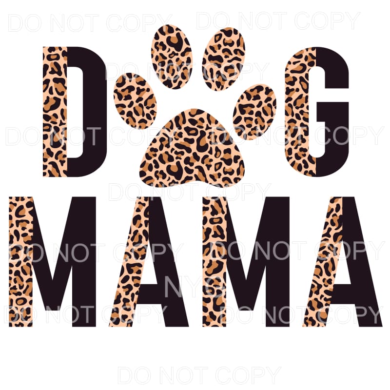 Dog Mama Paw Print Half Leopard Black Sublimation transfers