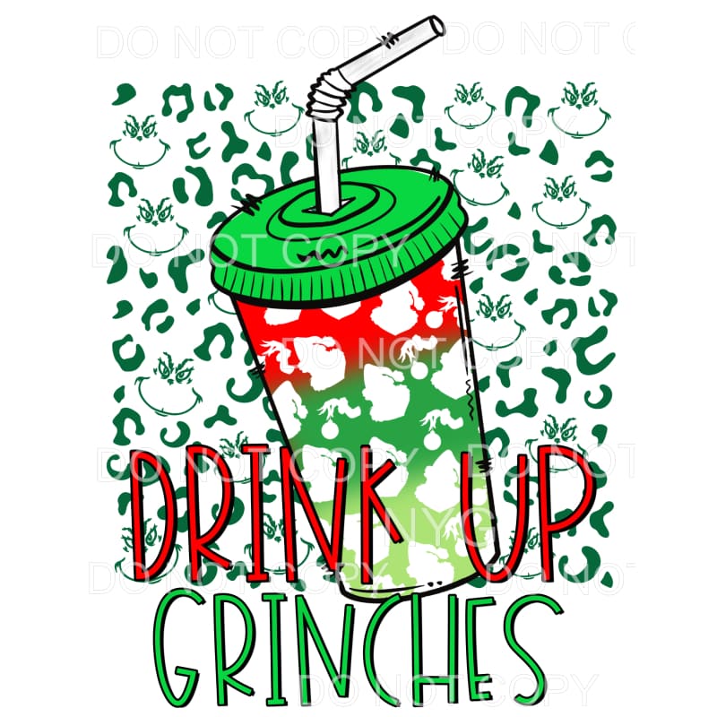 Drink Up Grinches Red Green Grinch Face Tumbler Leopard