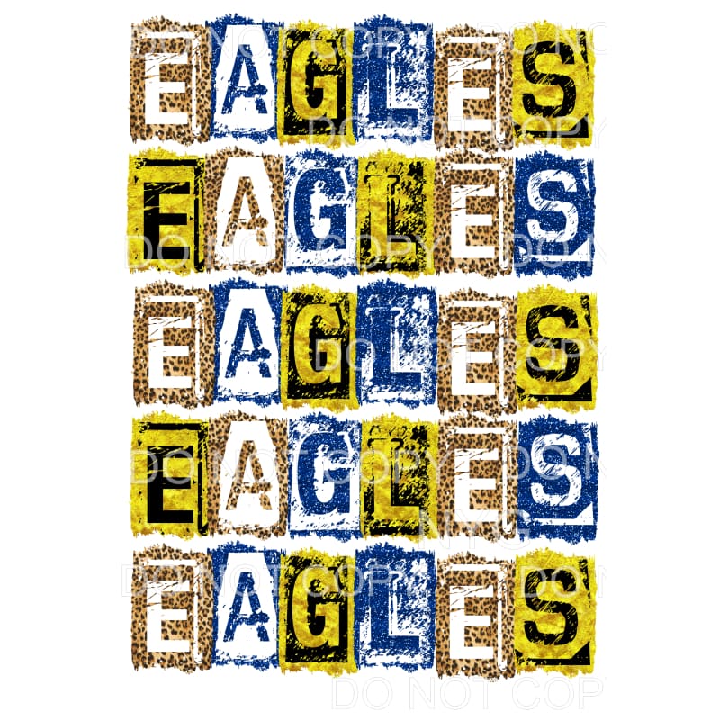 Eagles Block Yellow and Blue # 942 Sublimation transfers -