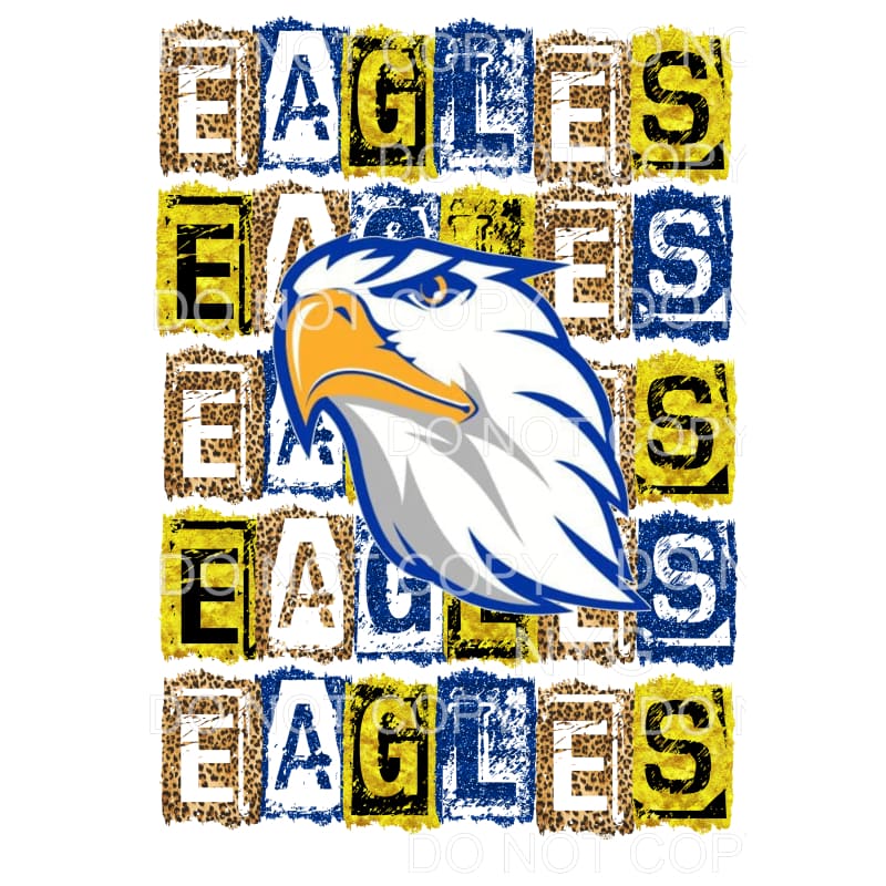 Eagles Block Yellow and Blue # 943 Sublimation transfers -