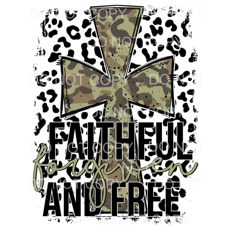 Faithful Forgiven and Free Camo Cross Leopard 4th Of July