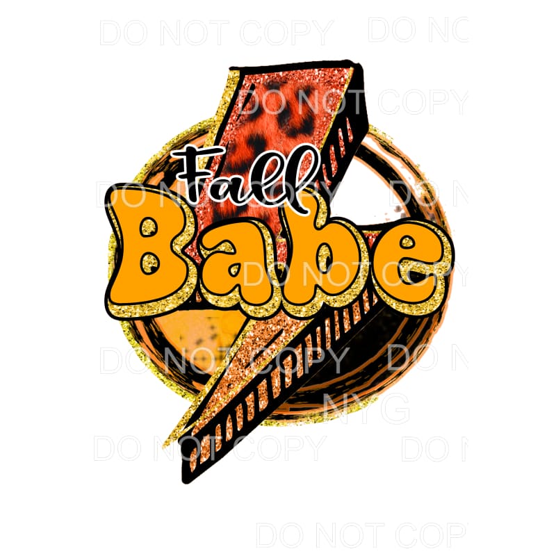Fall Babe Orange Gold Glitter Leopard Lightning Bolt Circle