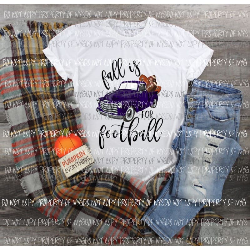 Fall is for Football Truck Purple Sublimation transfers Heat Transfer