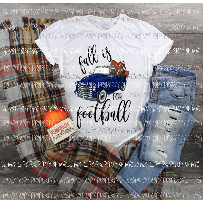 Fall is for Football Truck Royal Blue Sublimation transfers Heat Transfer