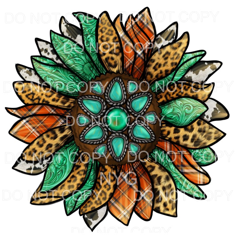 Fall Western Sunflower Orange Plaid Leopard Cowhide