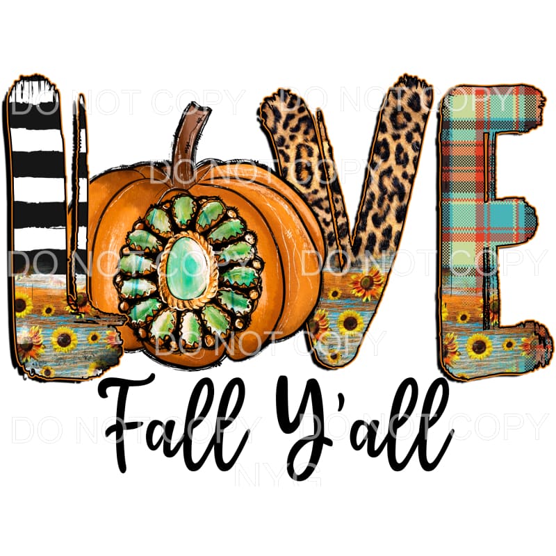 Fall Y’all Pumpkin Turquoise Sunflowers Plaid Leopard #841