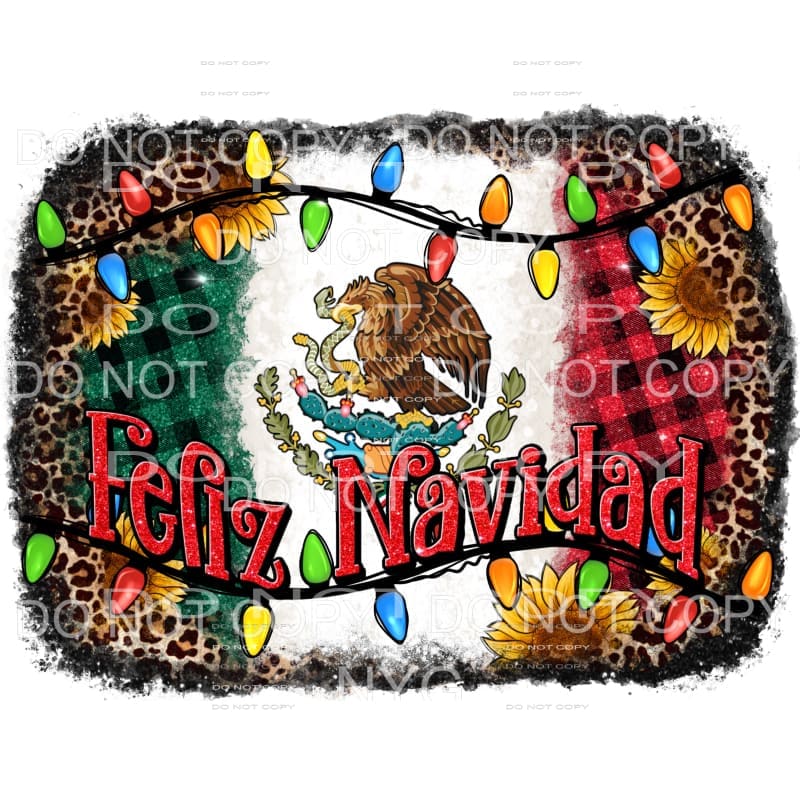 Feliz Navidad Christmas Lights Leopard Red Green Plaid #1671