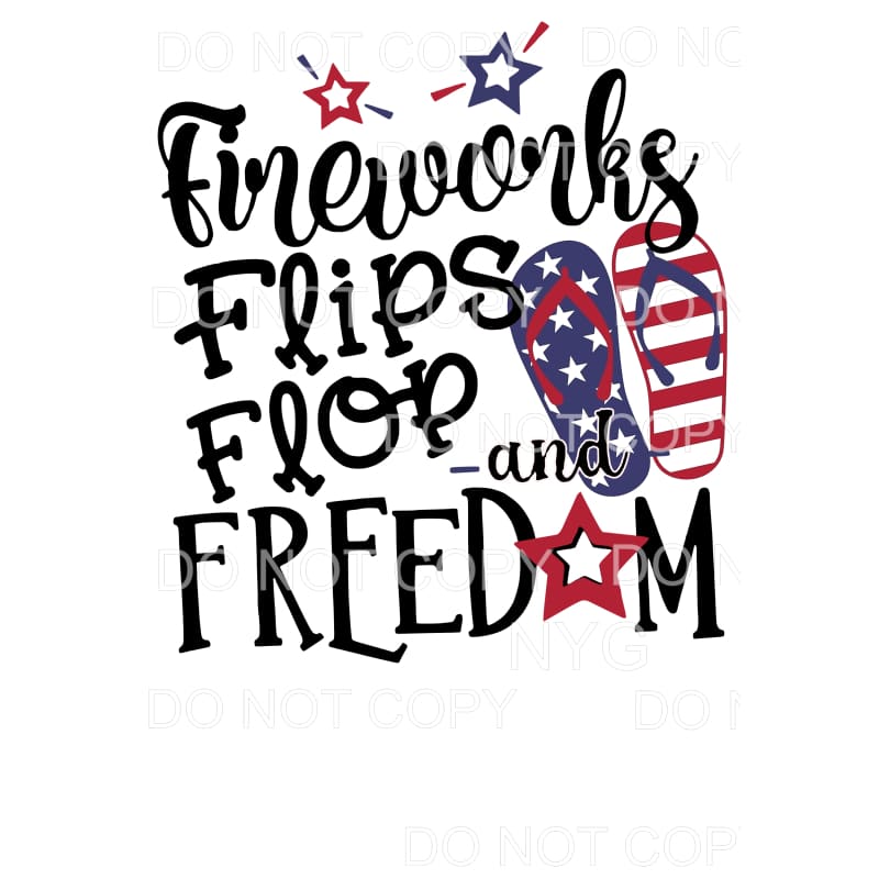 Fireworks Flip Flops Freedom Patriotic 4th of July