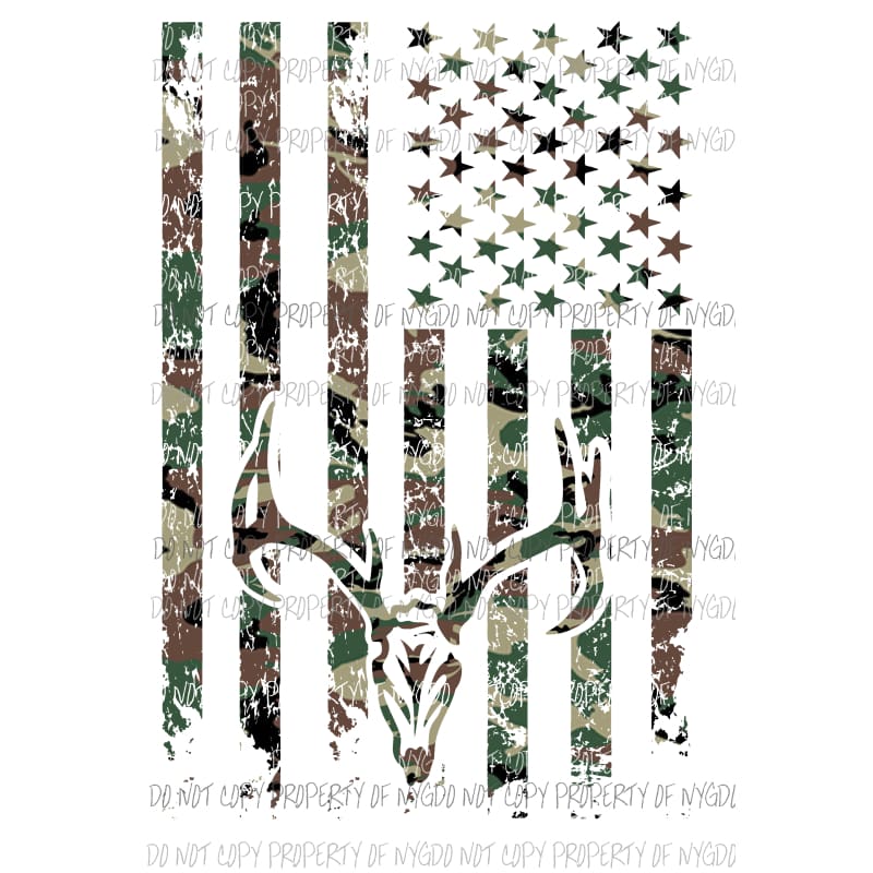 Flag Camo #2 buck skull Sublimation transfers Heat Transfer