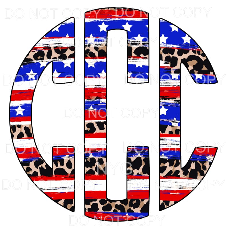Flag Leopard America monogram letters put letters in notes