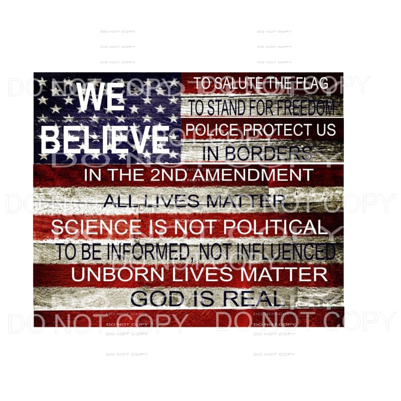 FLAG WE BELIEVE 2ND Sublimation transfers - Heat Transfer
