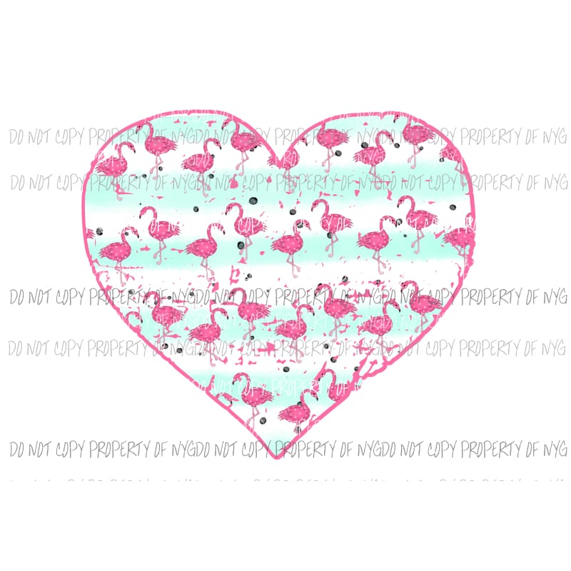 Flamingo Heart Sublimation transfers Heat Transfer
