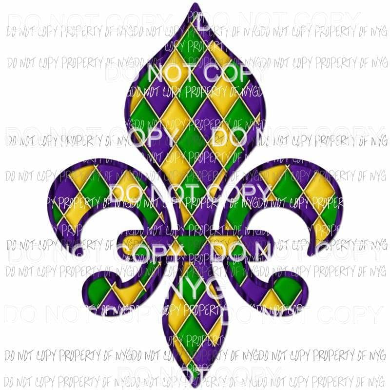 Fleur De Lis #5 Mardi Gras Louisiana green gold purple Sublimation transfers Heat Transfer