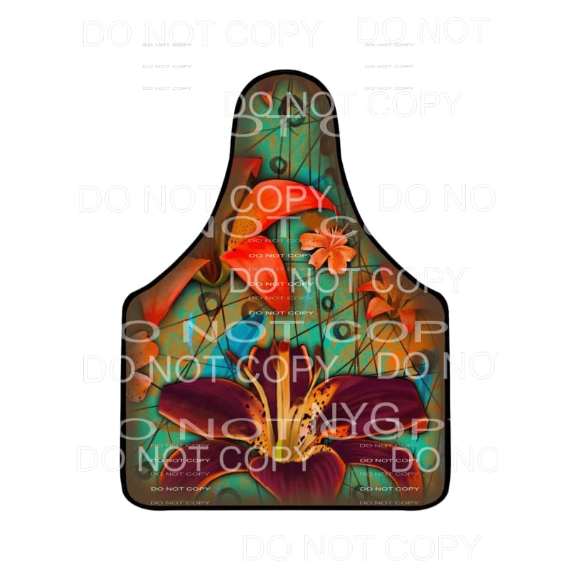Floral Green Orange Blue Abstract Cow Tag #2154 Sublimation