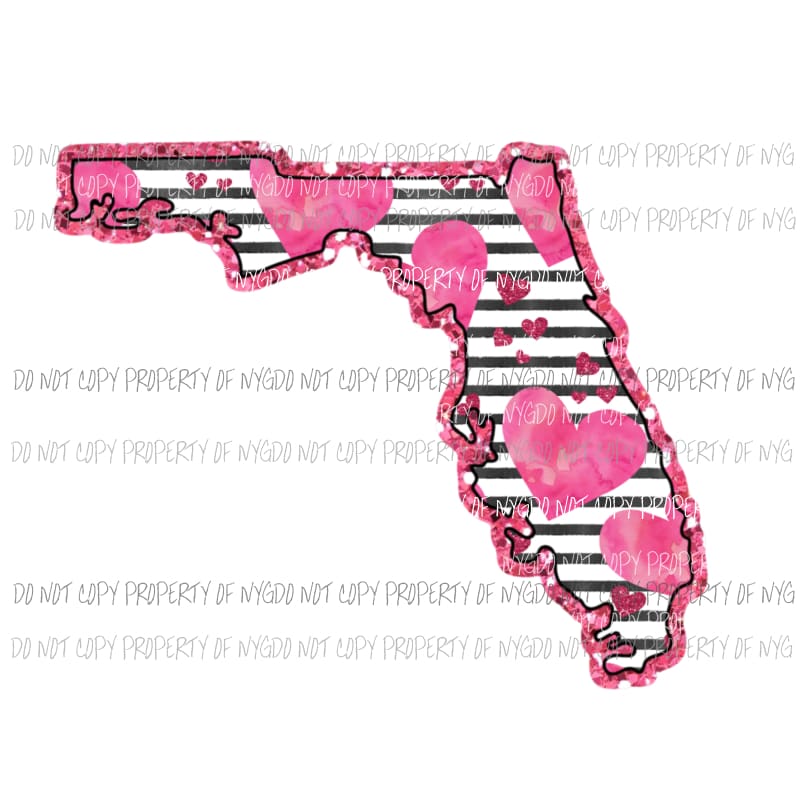 Florida pink heart black stripes Sublimation transfers Heat Transfer