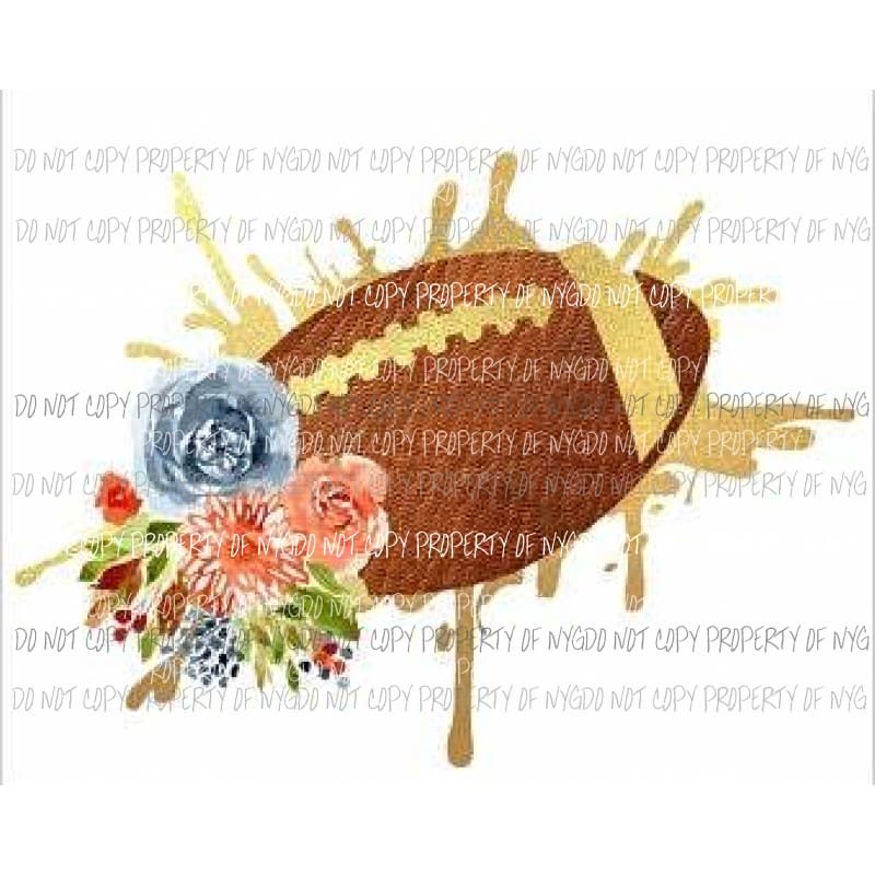 Football #2 flowers gold paint splatter Sublimation transfers Heat Transfer