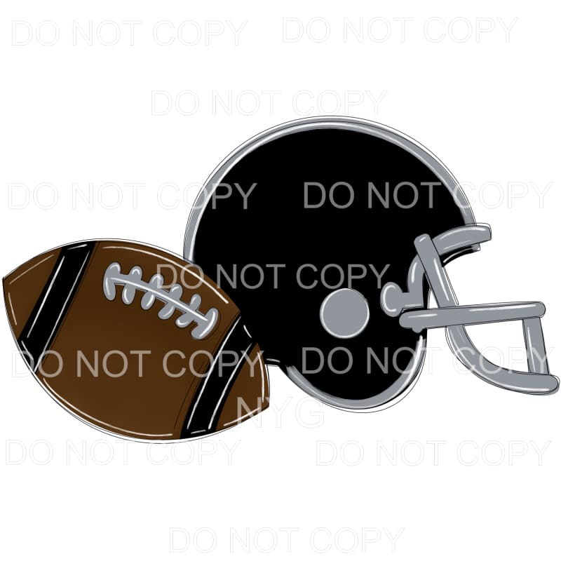 Football and Helmet Black Grey #762 Sublimation transfers -