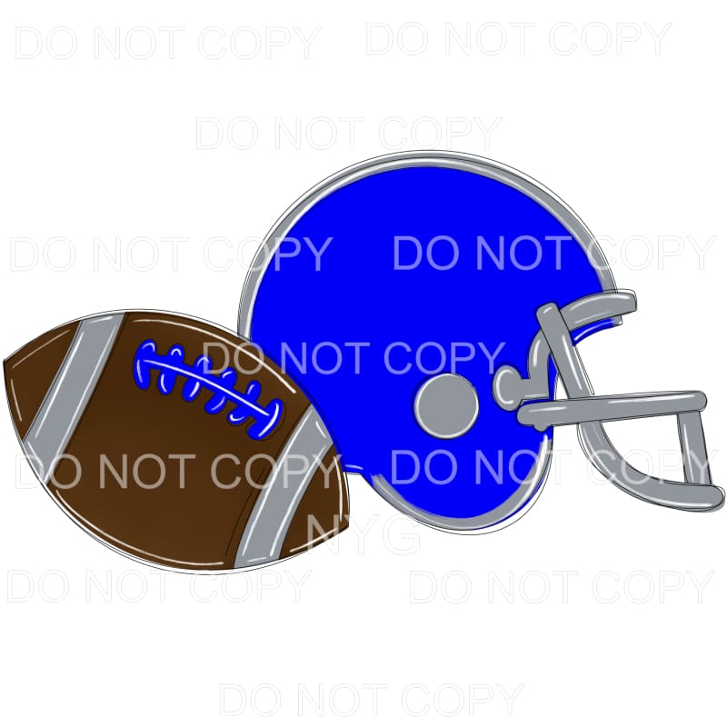 Football and Helmet Blue Grey #763 Sublimation transfers -