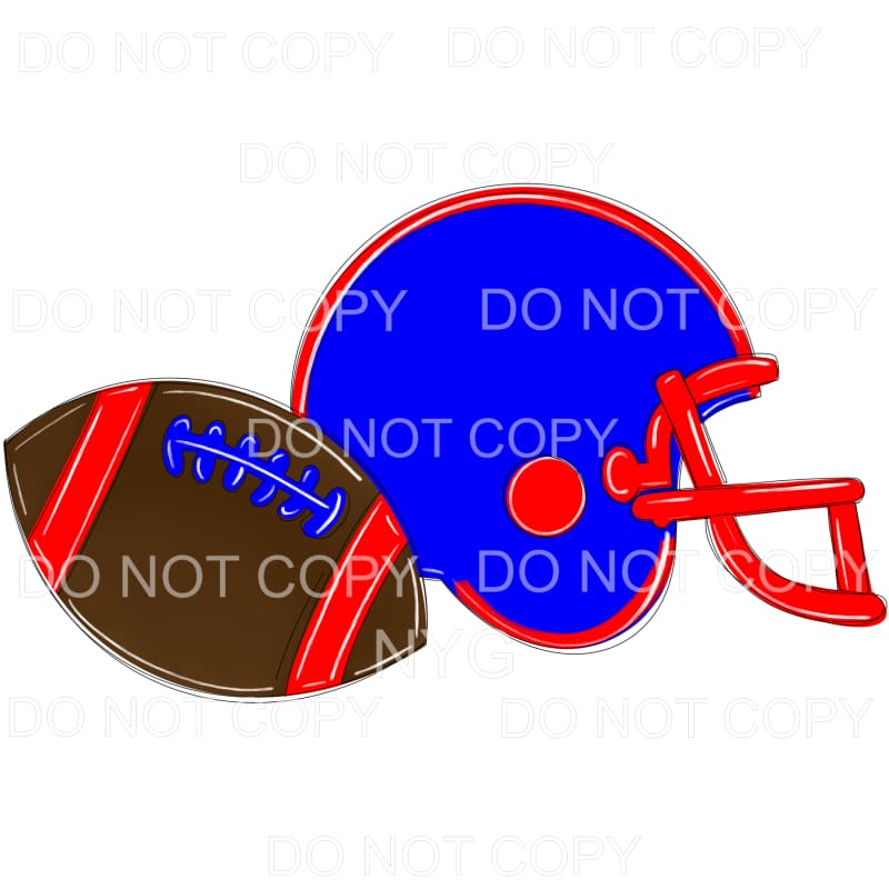 Football and Helmet Blue Red #764 Sublimation transfers -