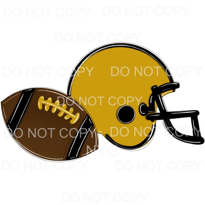 Football and Helmet Gold Black #766 Sublimation transfers -